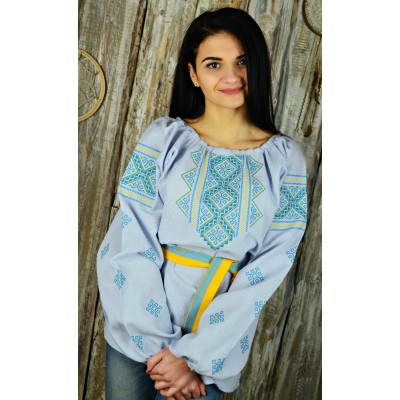 Embroidered blouse "Traditions New Blue 1"
